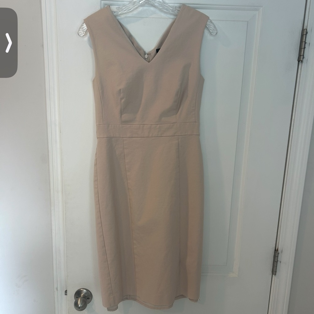 Ann Taylor Beige V-Neck Sheath Dress with Jacket